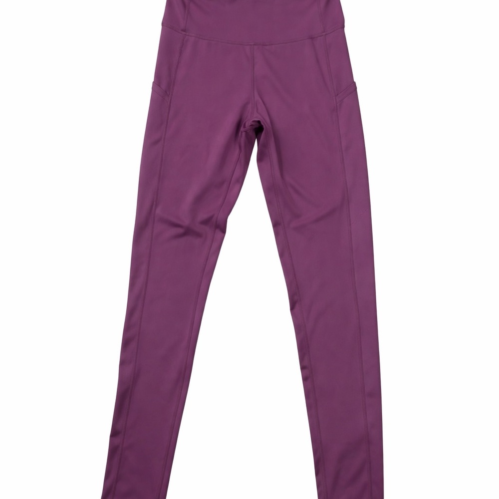 Yelete Active High-Rise Plum Purple Leggings Size Small Back Zip Pocket